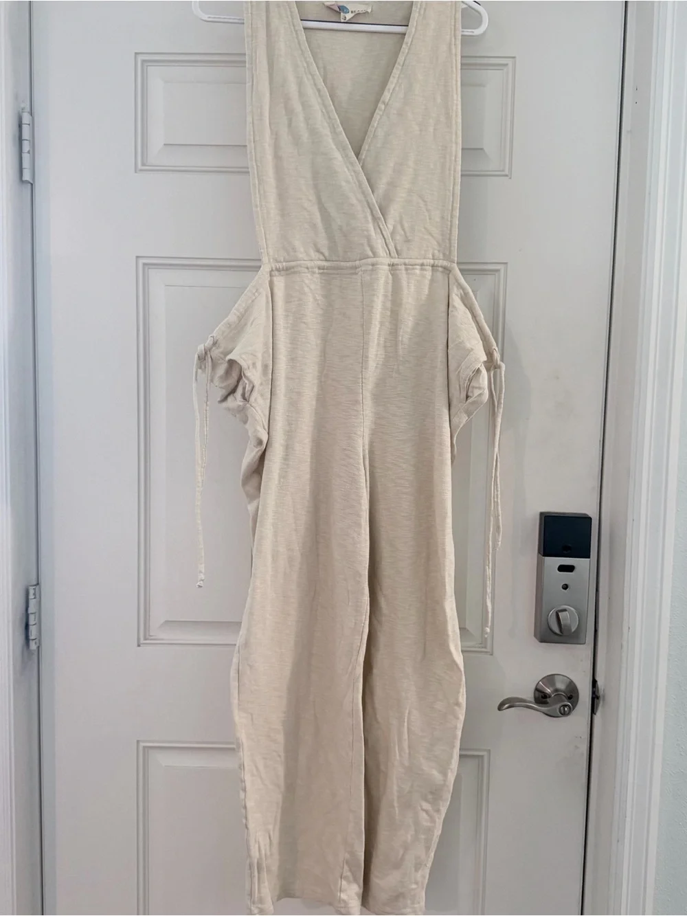 Free People FP Beach Let's Chill Jumpsuit S | Cream Tan